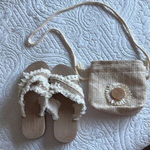 Cream Sandals and Bag Set
